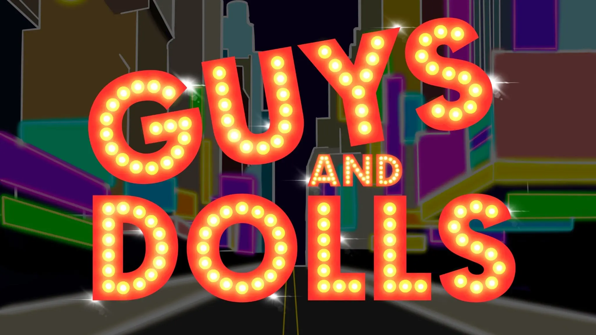 a neon sign that says guys and dolls