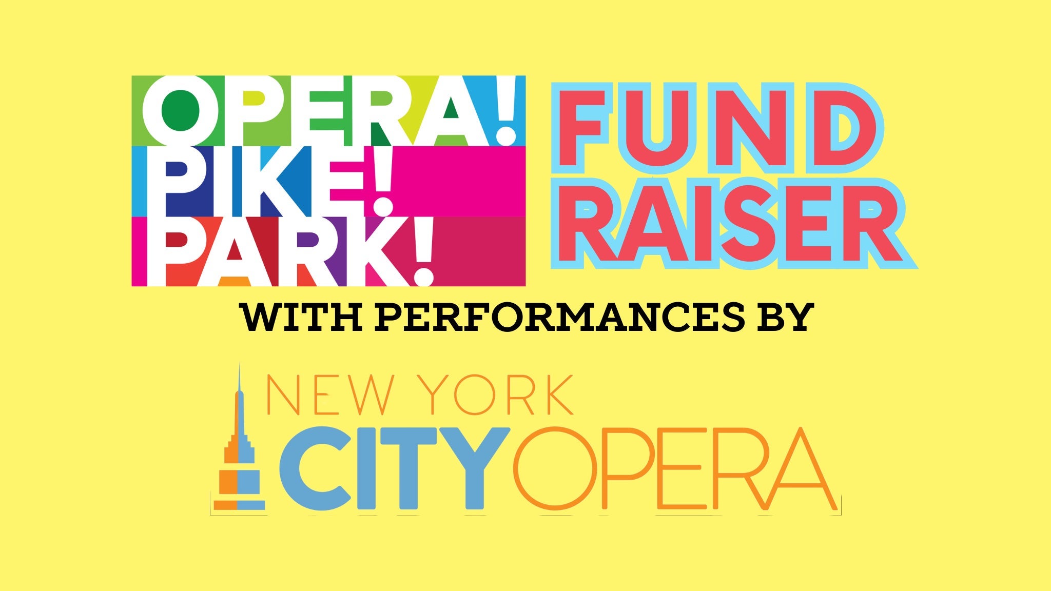 a yellow background with the words opera, fund raiser, and new york city