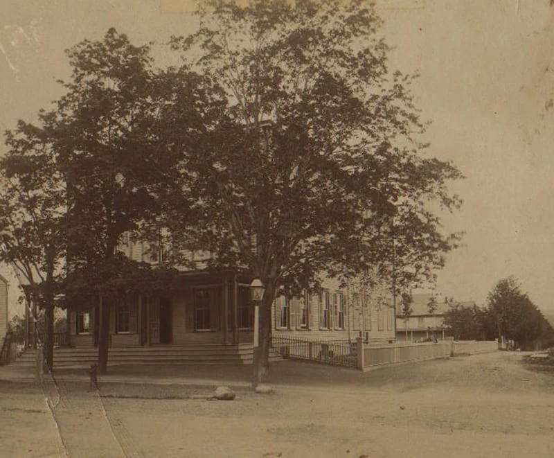 A vintage sepia photograph of Hotel Fauchère, a historic landmark and place to stay in Milford, PA.