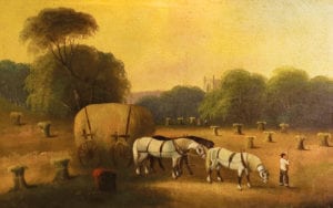 painting of horses and hay