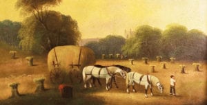 Art work of horses in a field