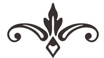 A dark fleur-de-lis ornamental graphic representing the historic character of this hotel in the Milford PA district.